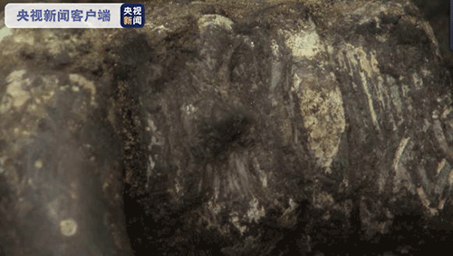 三星堆遗址考古发掘现场4号坑成功出土一件青铜跪坐人像