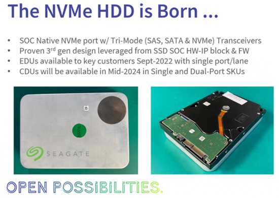 希捷展示第一个原生 NVMe HDD 驱动器，确认 NVMe 协议在 HDD 上的可行性