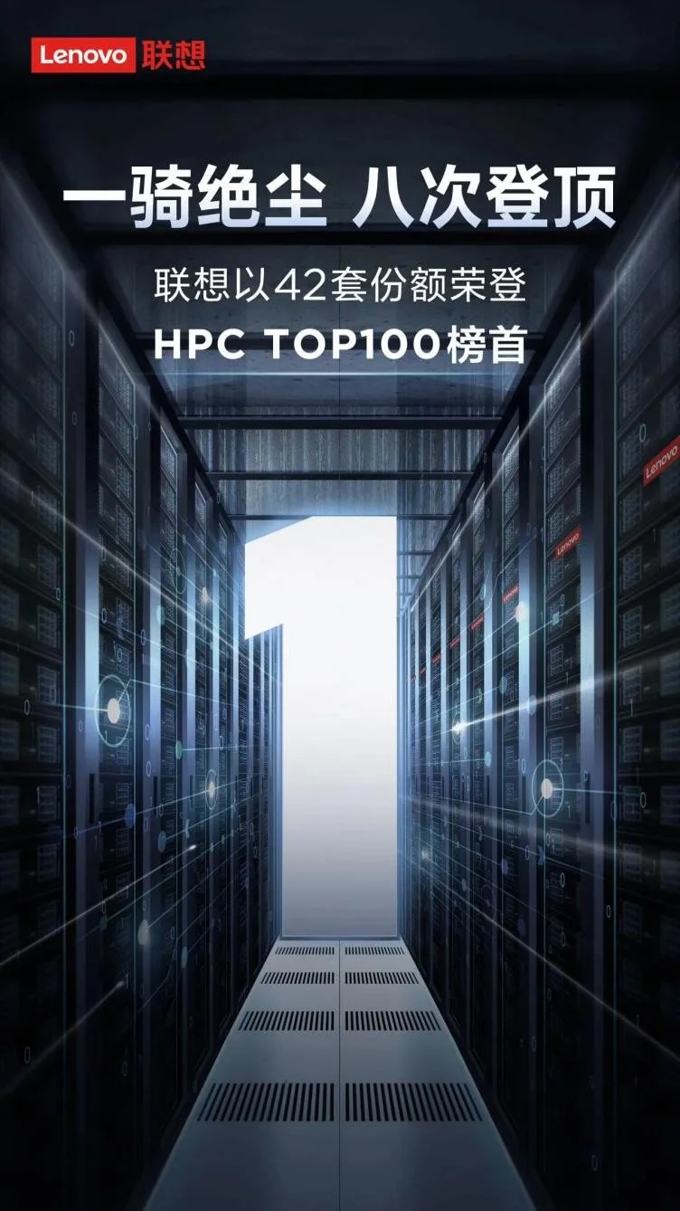 HPC TOP100榜单发布，联想八次问鼎榜首
