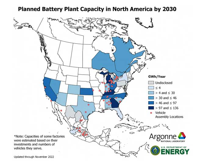 未来，这三个州将主导美国的电动汽车电池制造