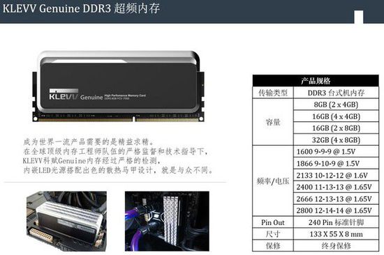 16GB套装1299元 科赋DDR3超频内存促销