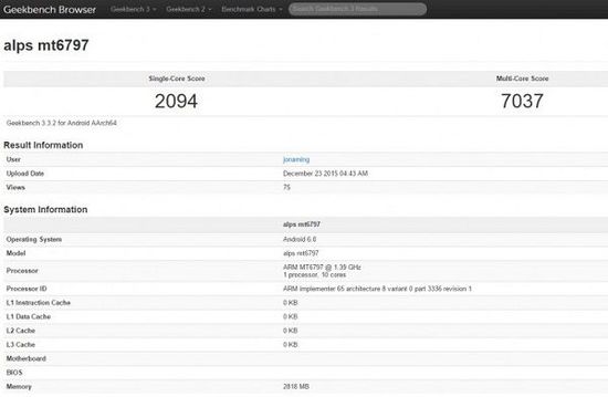 Helio X20 GeekBench 3跑分曝光：仍落后骁龙820与苹果A9