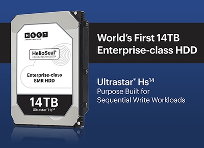 西部数据HGST全球首发14TB硬盘：四代充氦＋二代叠瓦式