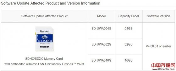 东芝发声明称旗下FlashAir存储卡存在安全漏洞